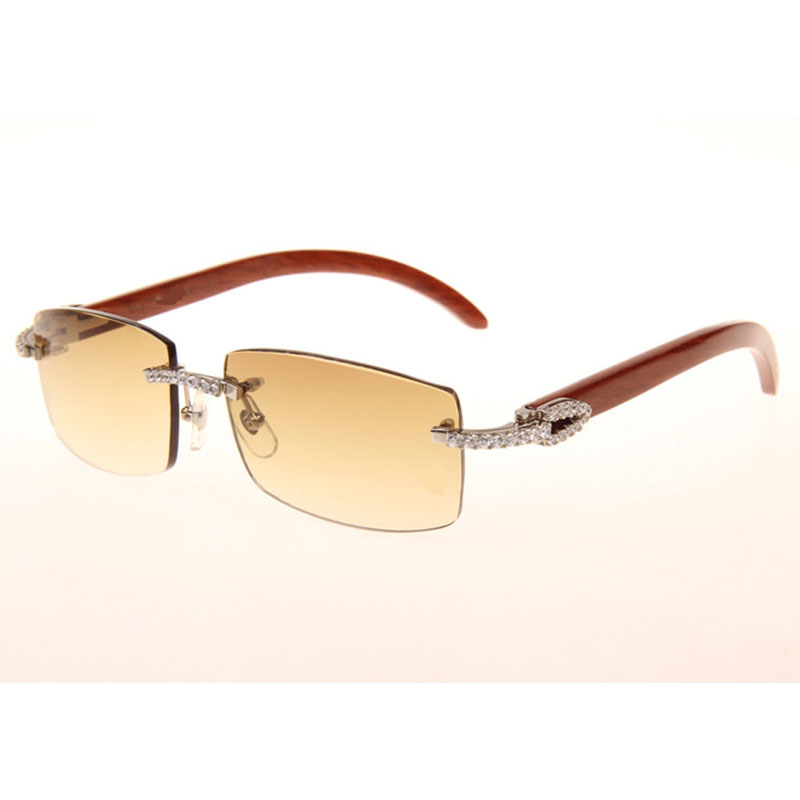 Cartier 3524012 Diamond Wood Sunglasses In Silver - DesignerGu