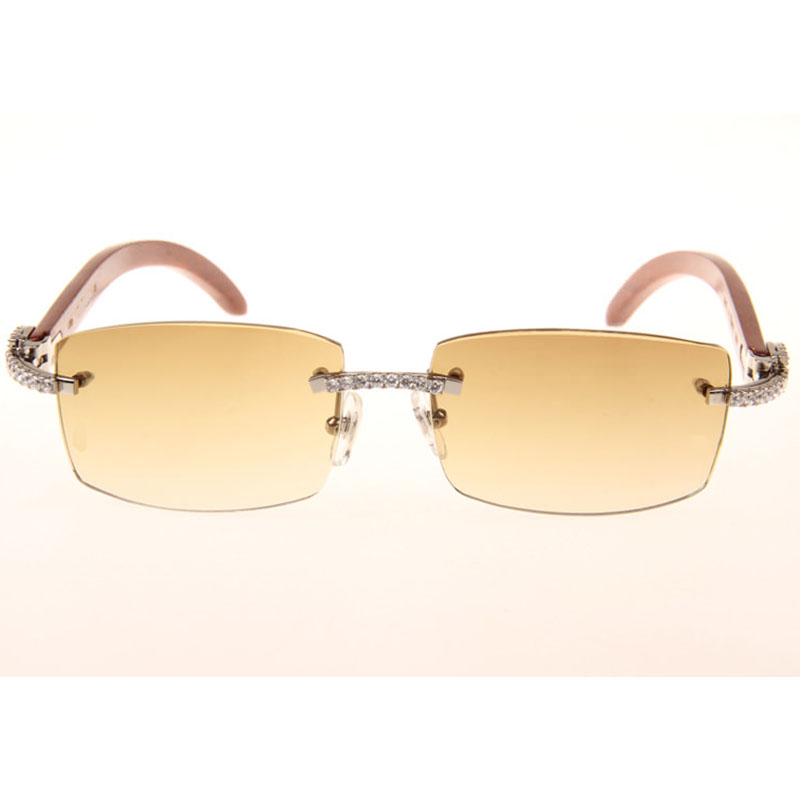 Cartier 3524012 Diamond Wood Sunglasses In Silver - DesignerGu