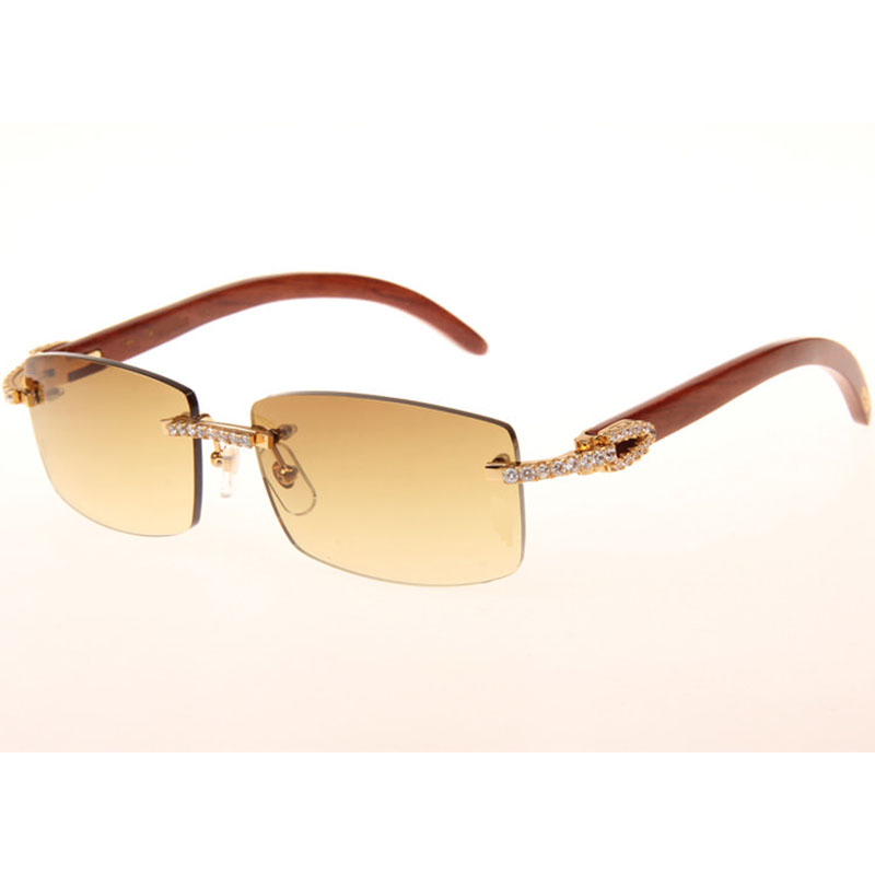 Cartier 3524012 Diamond Wood Sunglasses In Gold - DesignerGu
