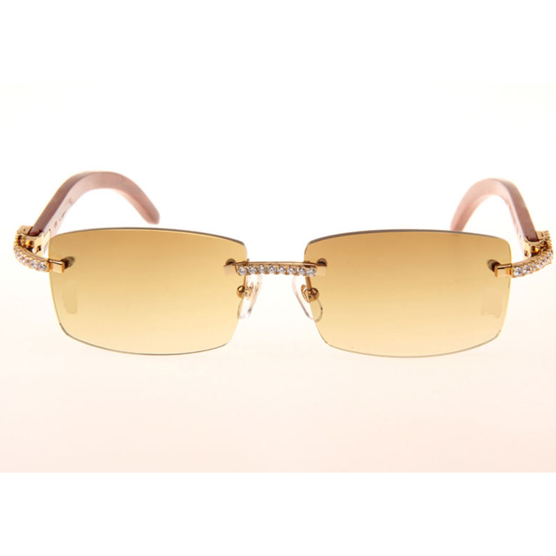 Cartier 3524012 Diamond Wood Sunglasses In Gold - DesignerGu