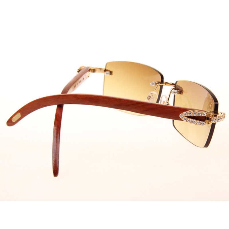 Cartier 3524012 Diamond Wood Sunglasses In Gold - DesignerGu