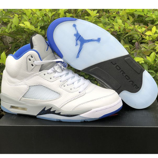 Air Jordan 5“Stealth 2.0” White And Blue Sneaker - DesignerGu