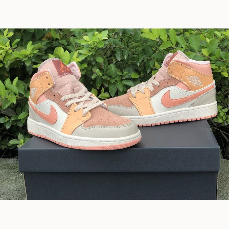 Jordan  Pink Orange Stitching Air  1 Mid - DesignerGu