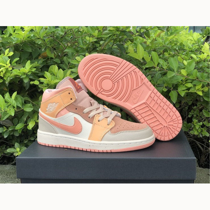 Jordan  Pink Orange Stitching Air  1 Mid - DesignerGu