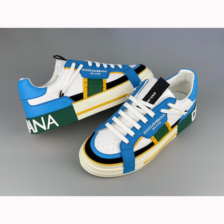 Dolce & Gabbana Calfskin 2Zero Custom Sneakers In Blue - DesignerGu