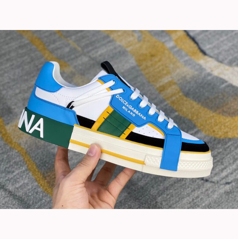 Dolce & Gabbana Calfskin 2Zero Custom Sneakers In Blue - DesignerGu