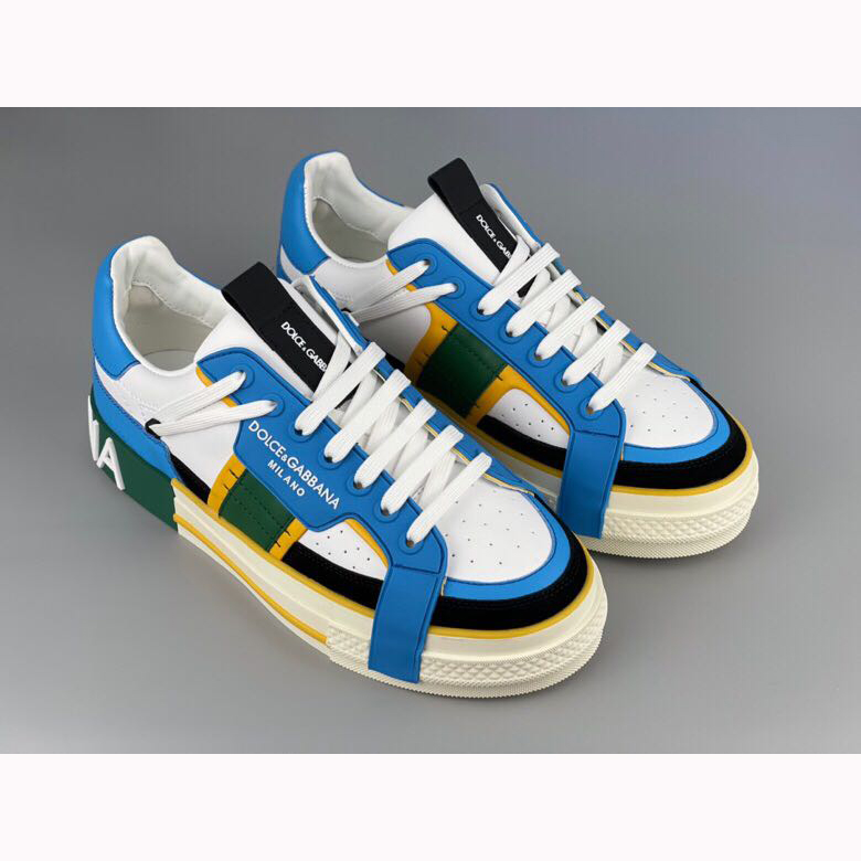 Dolce & Gabbana Calfskin 2Zero Custom Sneakers In Blue - DesignerGu