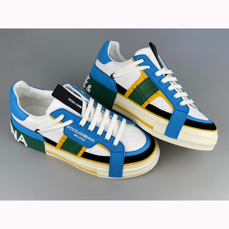 Dolce & Gabbana Calfskin 2Zero Custom Sneakers In Blue - DesignerGu