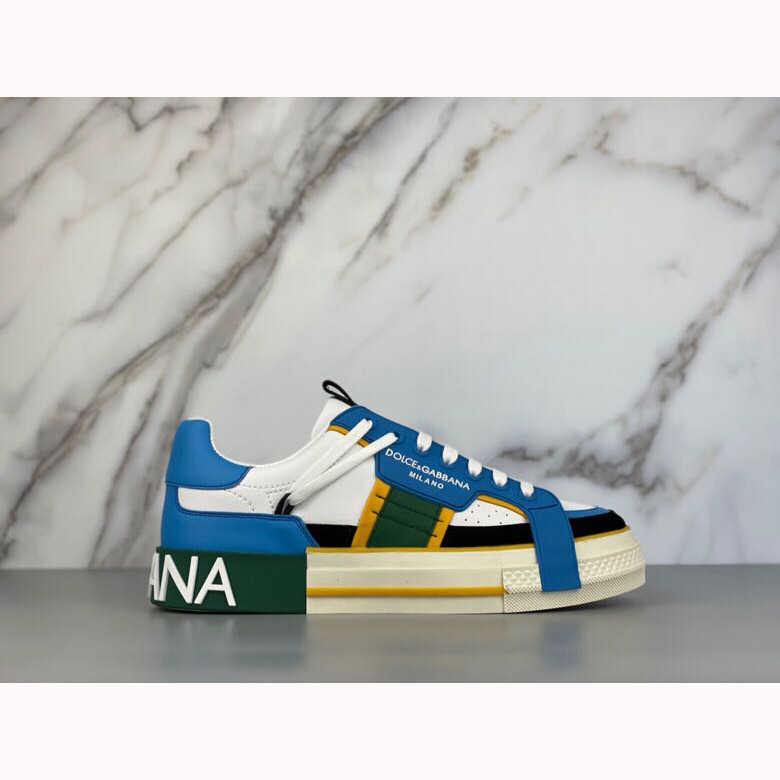 Dolce & Gabbana Calfskin 2Zero Custom Sneakers In Blue - DesignerGu