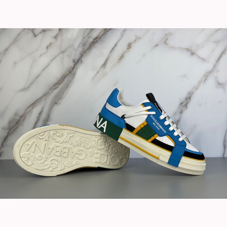 Dolce & Gabbana Calfskin 2Zero Custom Sneakers In Blue - DesignerGu