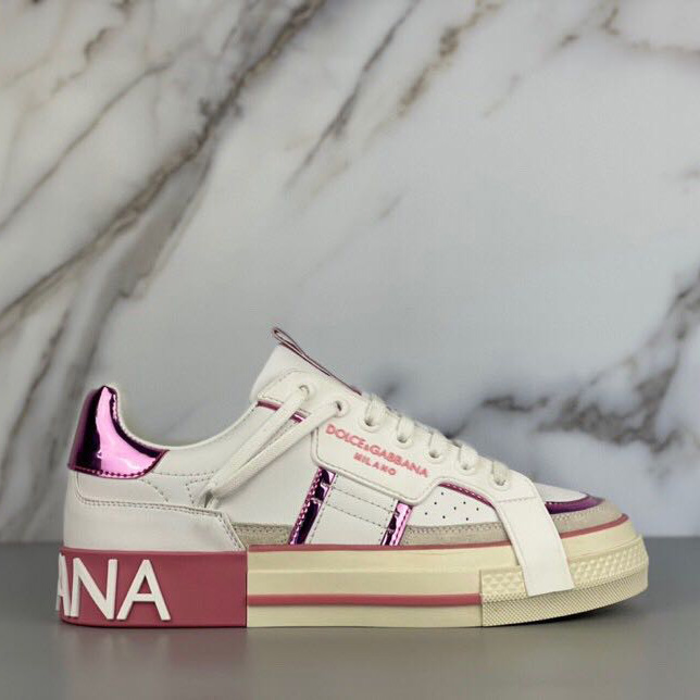 Dolce & Gabbana Calfskin 2Zero Custom Sneakers In Pink  - DesignerGu