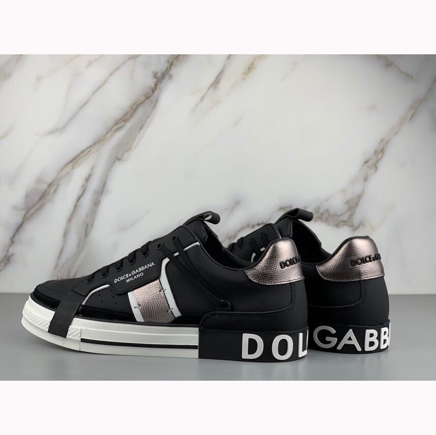 Dolce & Gabbana Calfskin 2Zero Custom Sneakers In Black - DesignerGu