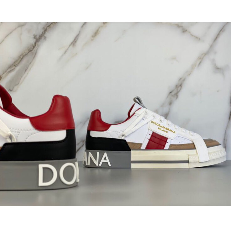 Dolce & Gabbana Calfskin 2Zero Custom Sneakers In Red - DesignerGu