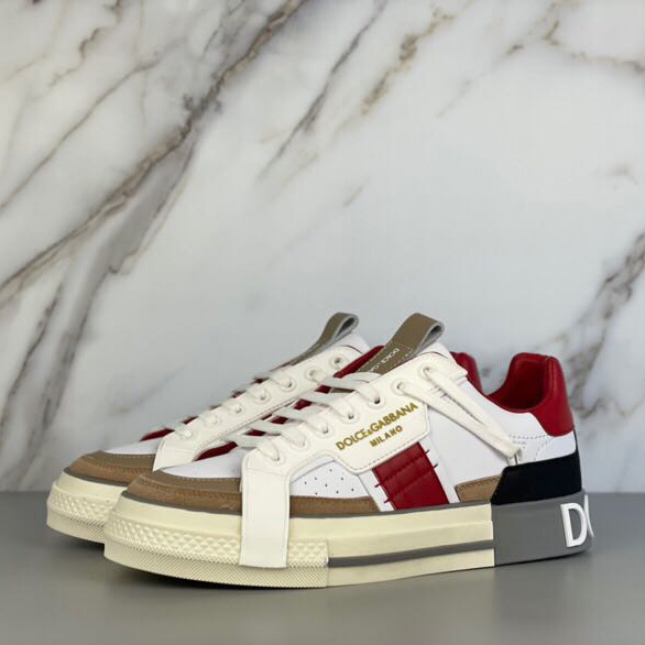 Dolce & Gabbana Calfskin 2Zero Custom Sneakers In Red - DesignerGu