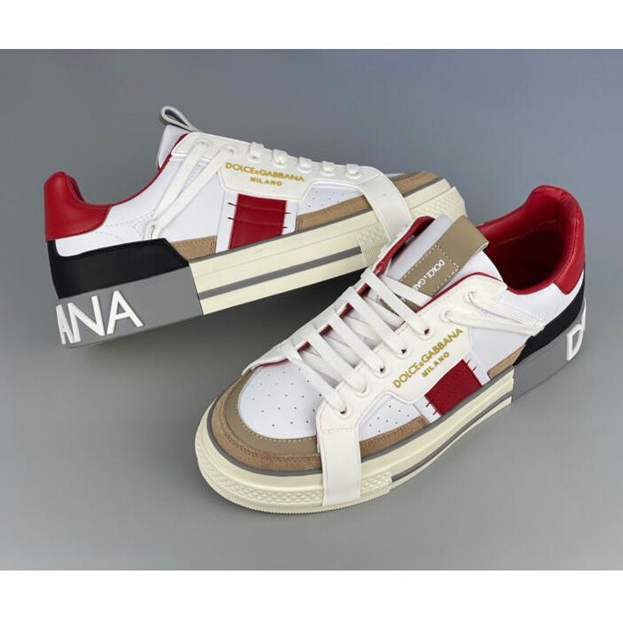 Dolce & Gabbana Calfskin 2Zero Custom Sneakers In Red - DesignerGu