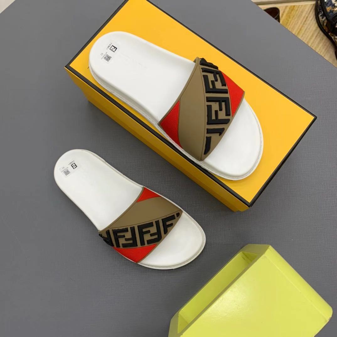 Fendi Panelled FF Logo Slides - DesignerGu