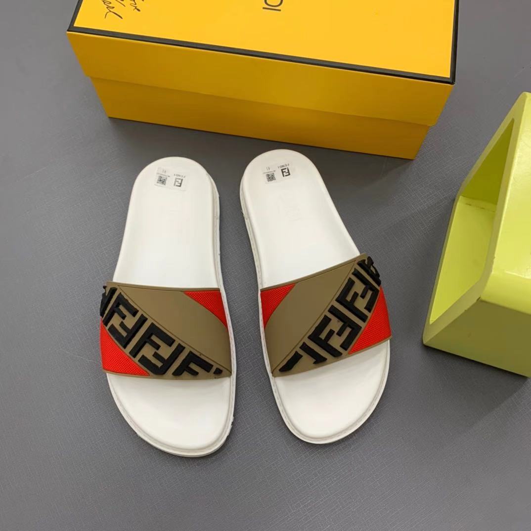 Fendi Panelled FF Logo Slides - DesignerGu