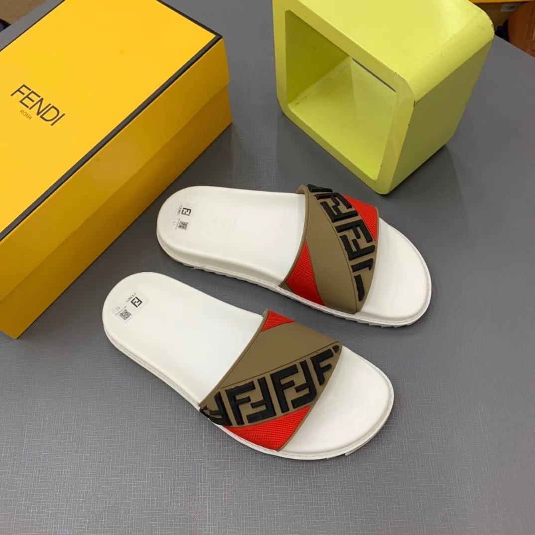 Fendi Panelled FF Logo Slides - DesignerGu