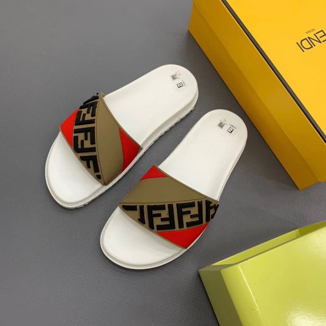 Fendi Panelled FF Logo Slides - DesignerGu