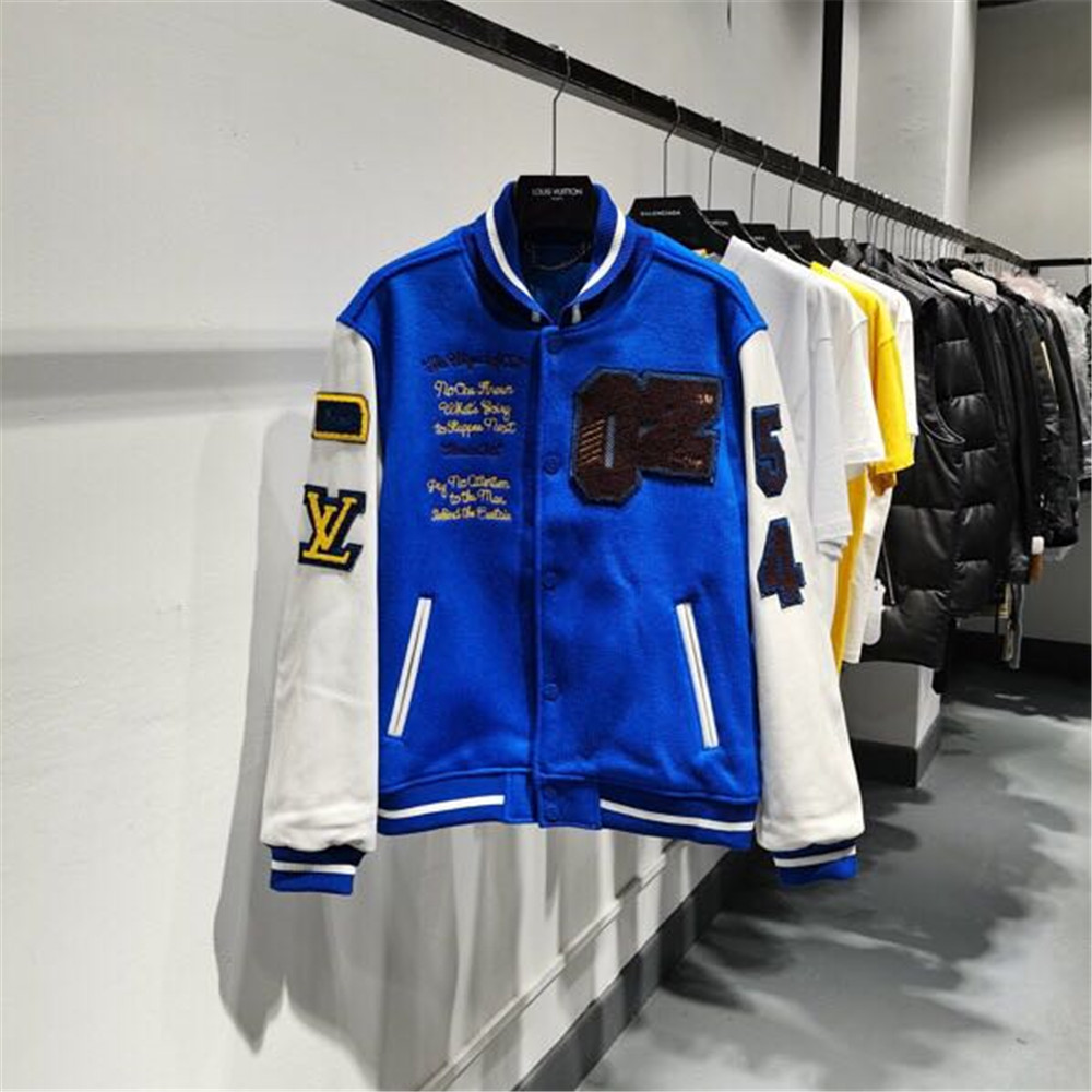 Louis Vuitton Blue Baseball Jacket - DesignerGu
