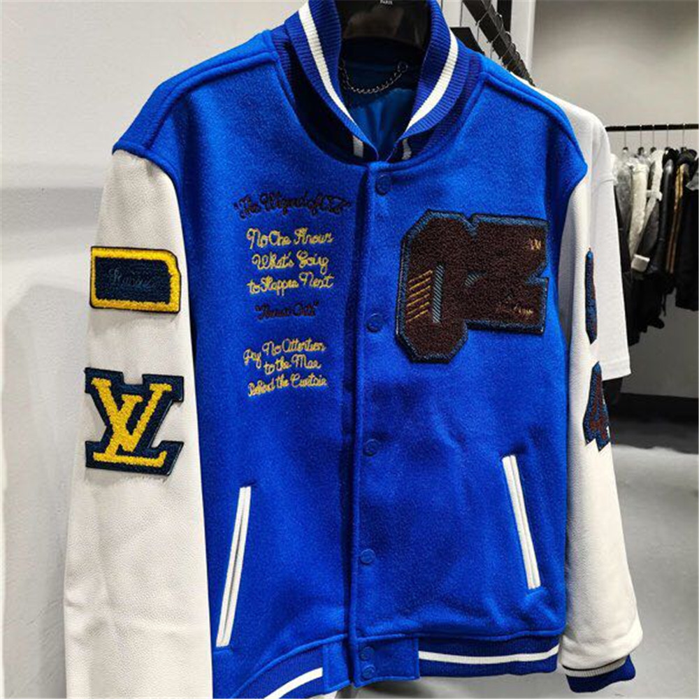 Louis Vuitton Blue Baseball Jacket - DesignerGu