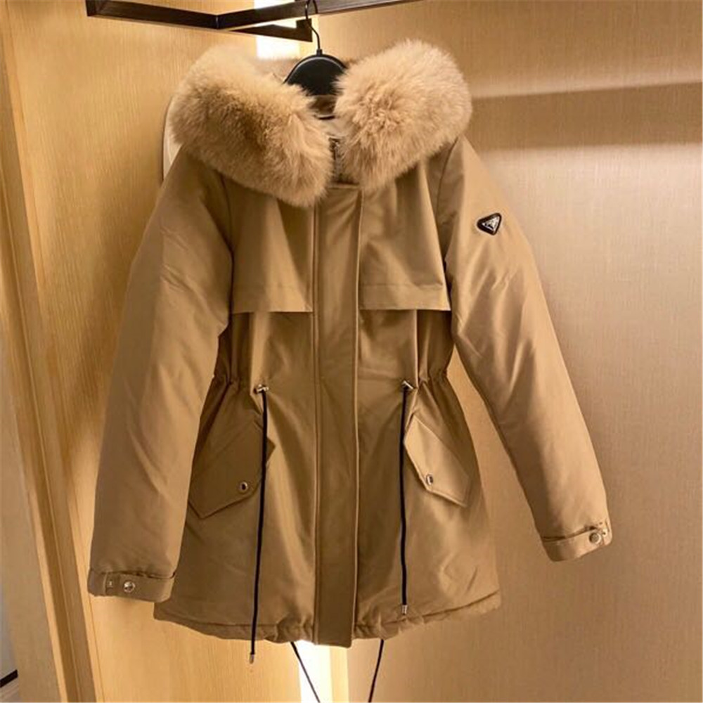 Prada Detachable Long Down Jacket(Apricot) - DesignerGu