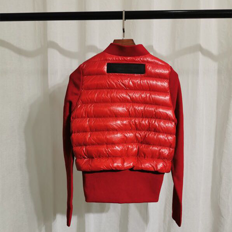 Moncler Women Padded Knit Short Down Jacket Red - DesignerGu