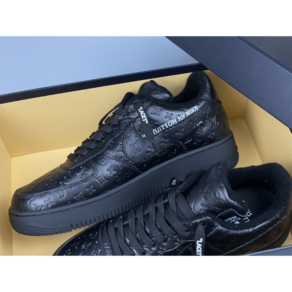 Louis Vuitton X Nike Air Force 1 Sneaker All Black - DesignerGu