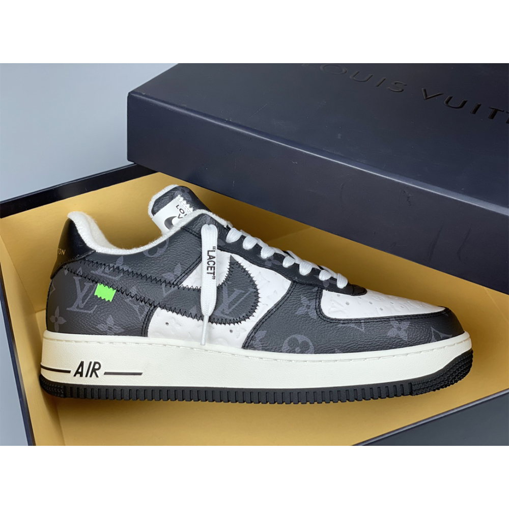 Louis Vuitton X Nike Air Force 1 Sneaker Black And White - DesignerGu