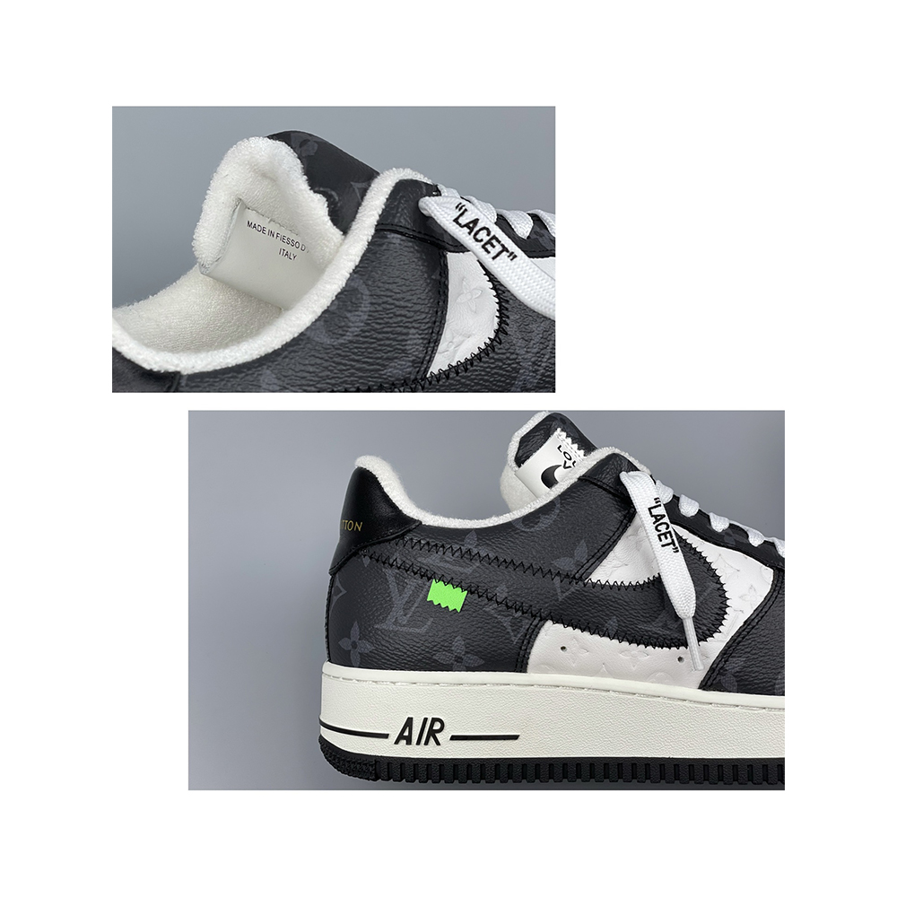 Louis Vuitton X Nike Air Force 1 Sneaker Black And White - DesignerGu