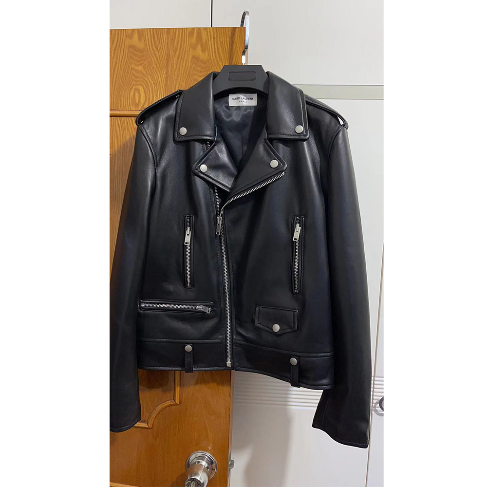 Saint Laurent Slim-Fit Leather Biker Jacket - DesignerGu