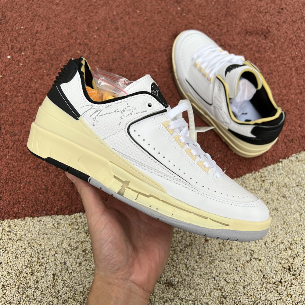 Jordan Offwhite X AJ2 Low “White/Black” Sneakers - DesignerGu