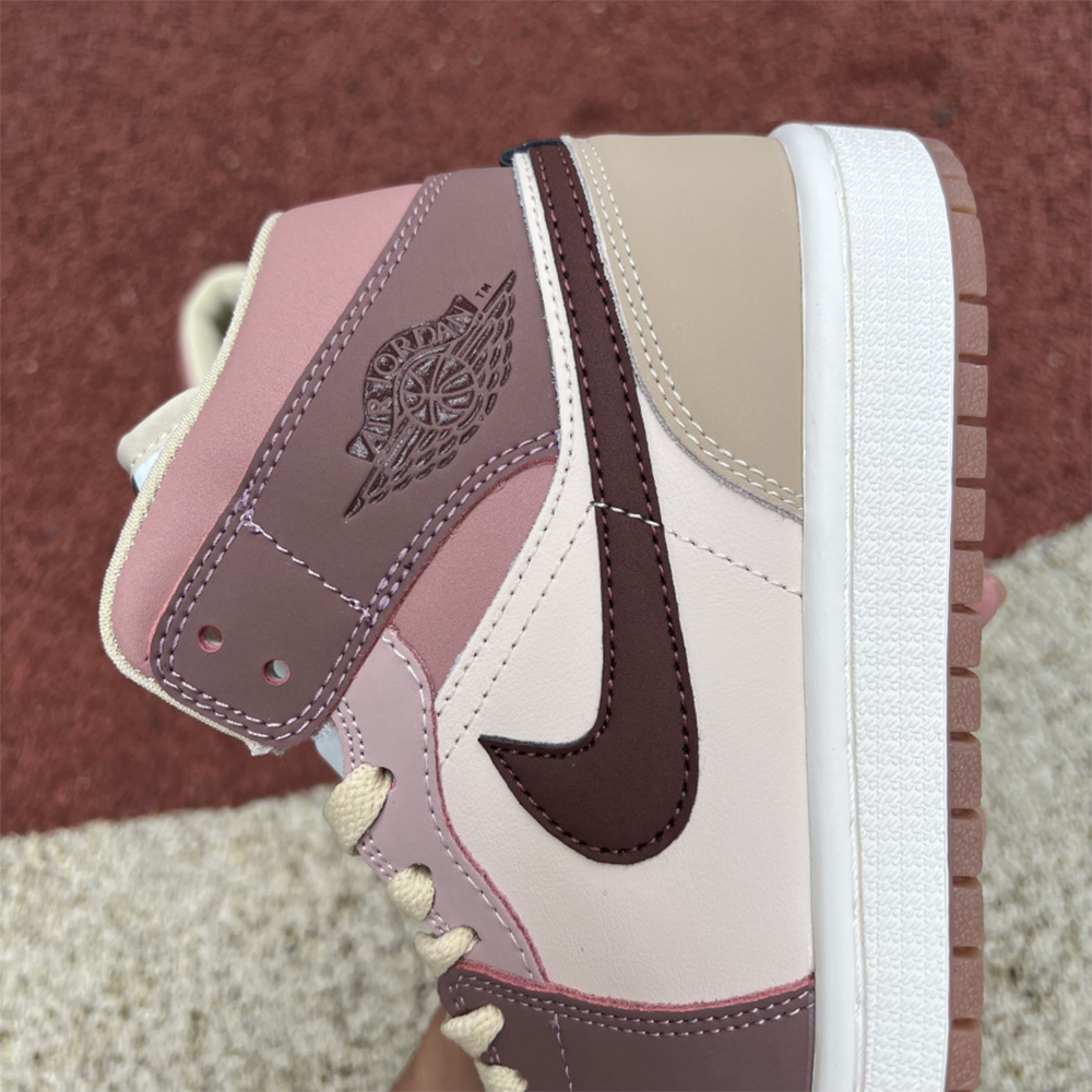 Jordan AJ1 Mid Dusty Pink Sneaker - DesignerGu