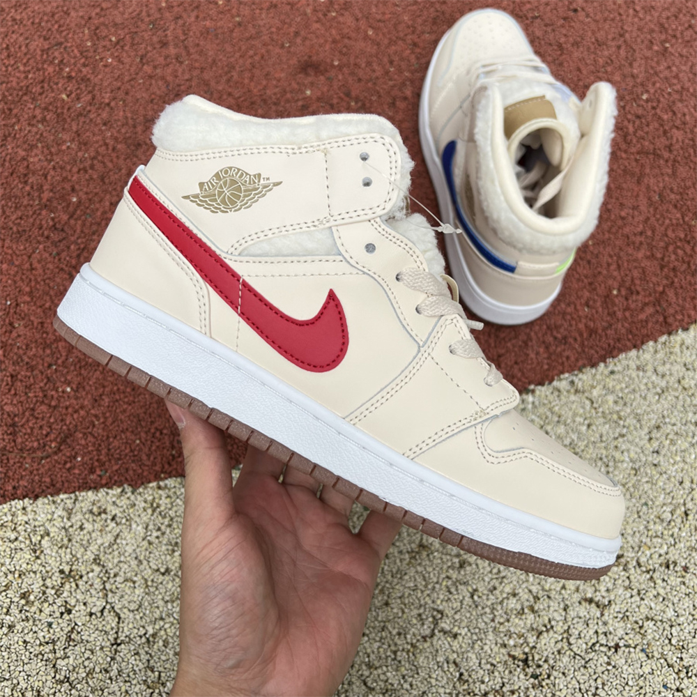 Jordan AJ1 Mid Multicolor Hook Milk White Sneaker - DesignerGu