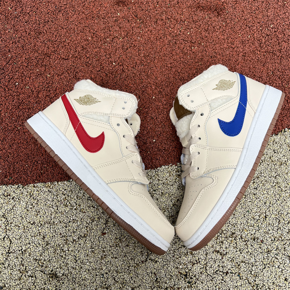 Jordan AJ1 Mid Multicolor Hook Milk White Sneaker - DesignerGu