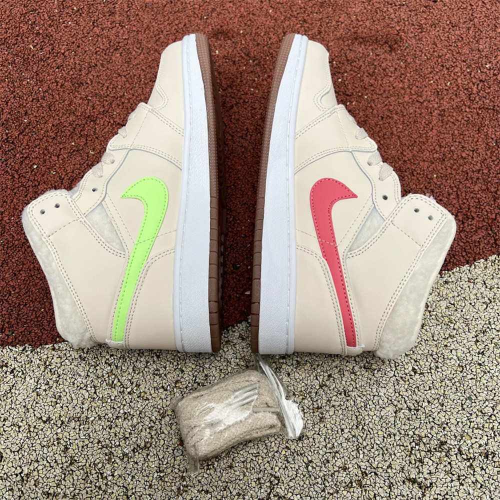 Jordan AJ1 Mid Multicolor Hook Milk White Sneaker - DesignerGu