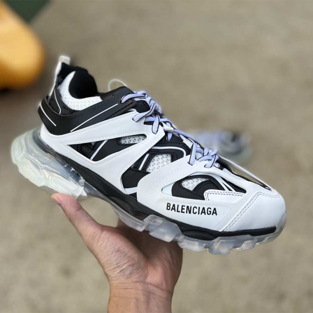 Balenciaga Men's Track Trainers Clear Sole In White - DesignerGu