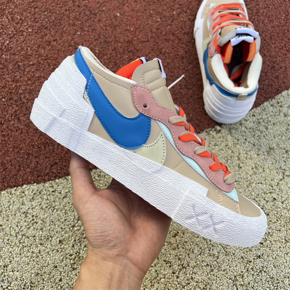 Kaws X Sacai X Nike Blazer Khaki Sneakers - DesignerGu