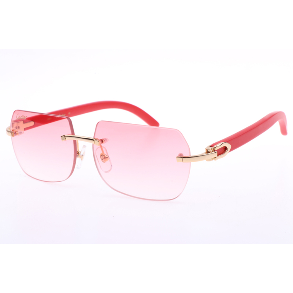 Cartier 8300818 Red Wood Sunglasses In Gold Gradient Pink - DesignerGu