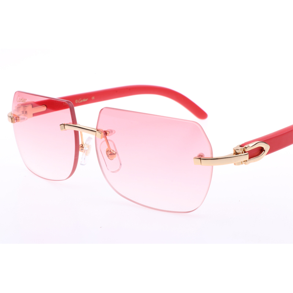 Cartier 8300818 Red Wood Sunglasses In Gold Gradient Pink - DesignerGu