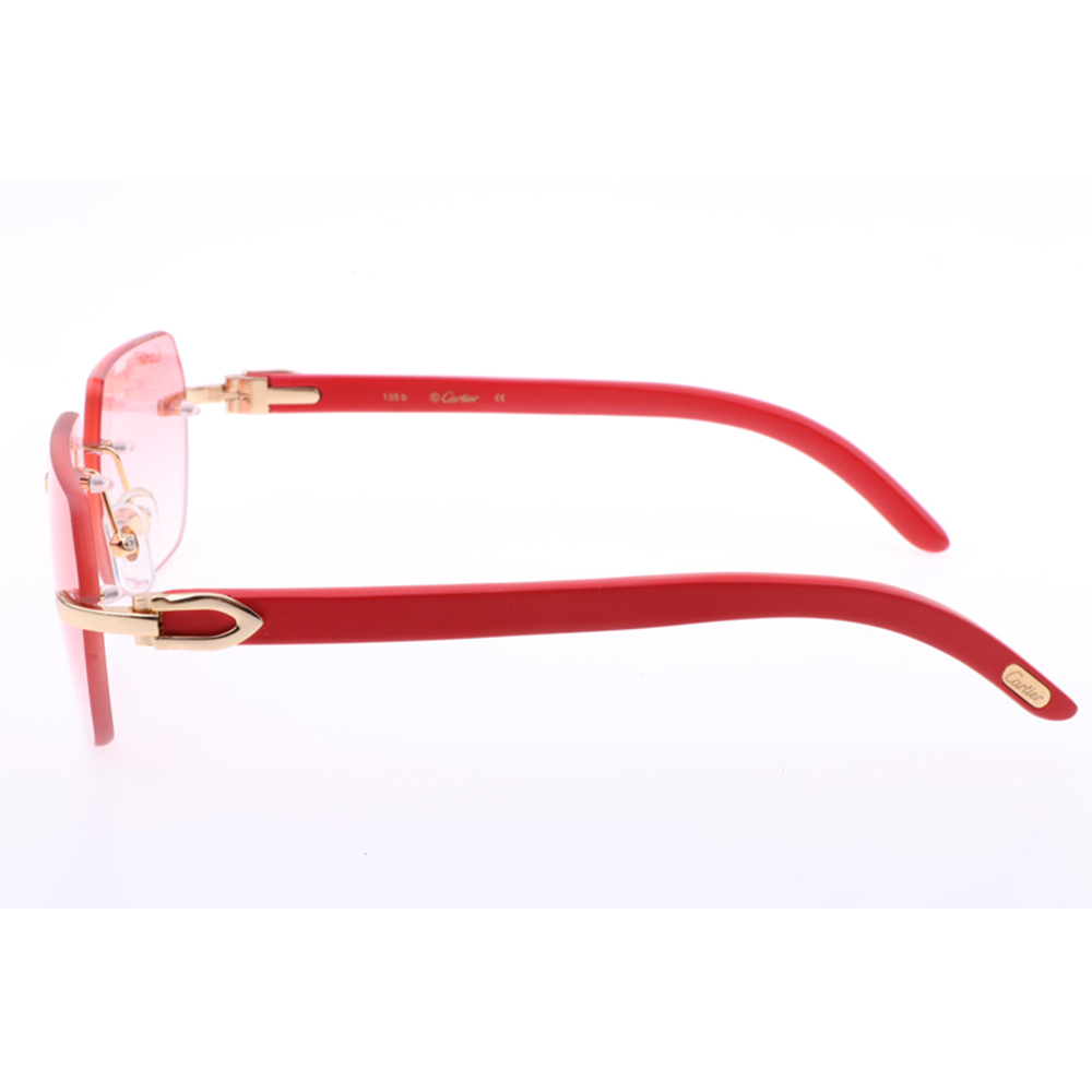 Cartier 8300818 Red Wood Sunglasses In Gold Gradient Pink - DesignerGu