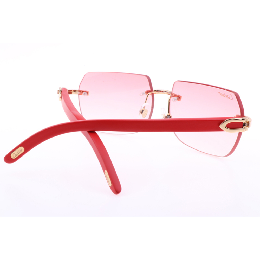 Cartier 8300818 Red Wood Sunglasses In Gold Gradient Pink - DesignerGu