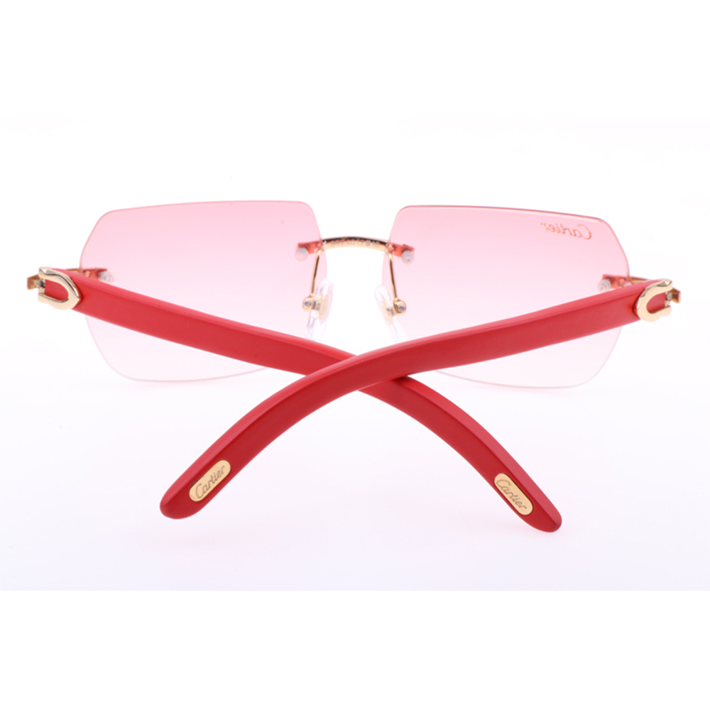 Cartier 8300818 Red Wood Sunglasses In Gold Gradient Pink - DesignerGu