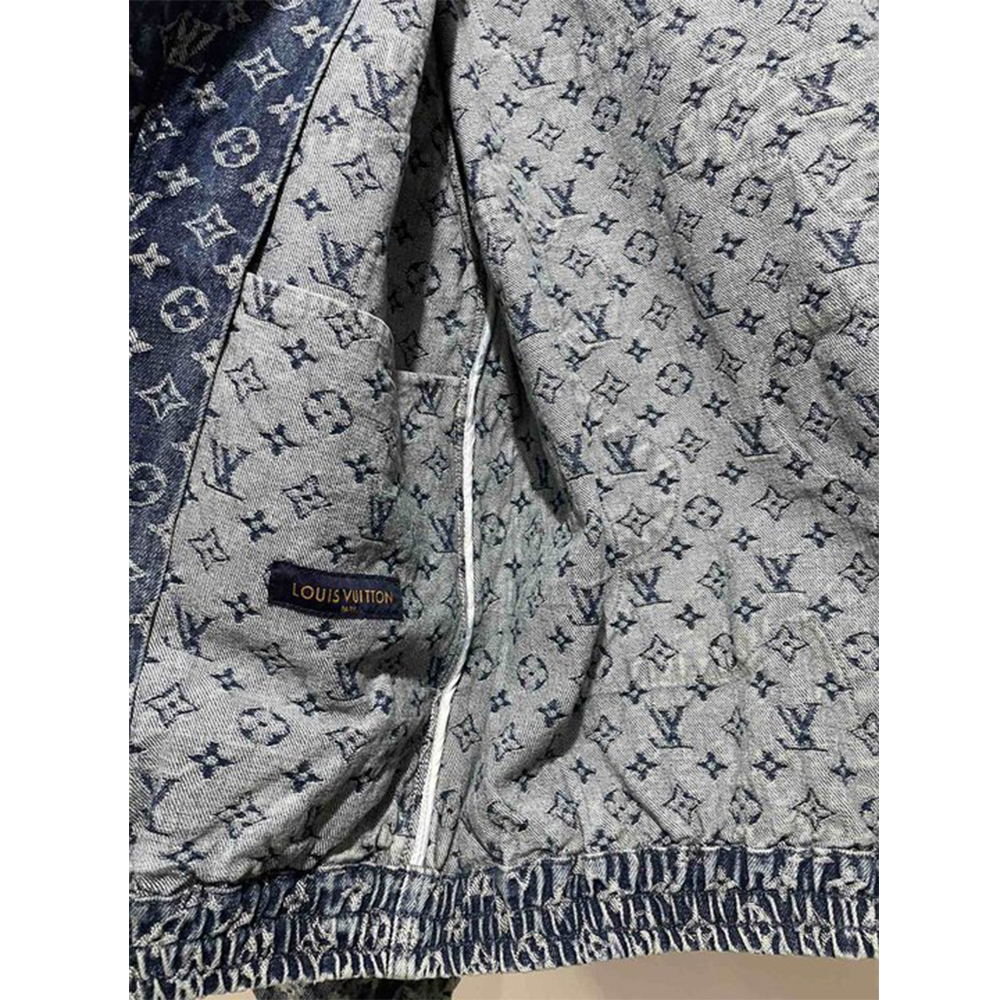 Louis Vuitton Monogram Patchwork Denim Hoodie - DesignerGu