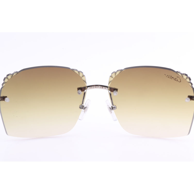 Cartier  8300818 Engrave Lens White Mix Black Buffalo Sunglasses In Silver Brown - DesignerGu