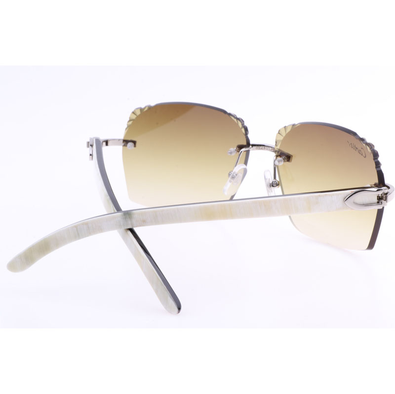 Cartier  8300818 Engrave Lens White Mix Black Buffalo Sunglasses In Silver Brown - DesignerGu