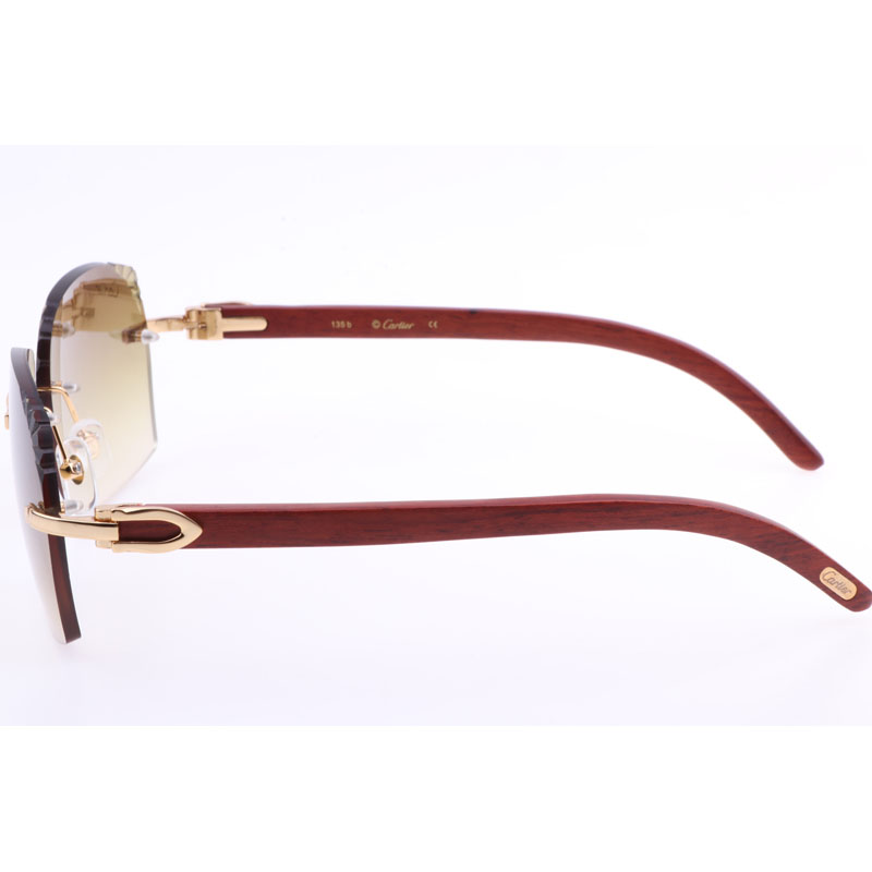 Cartier  8300818 Engrave Lens Wood Sunglasses In Gold Brown - DesignerGu