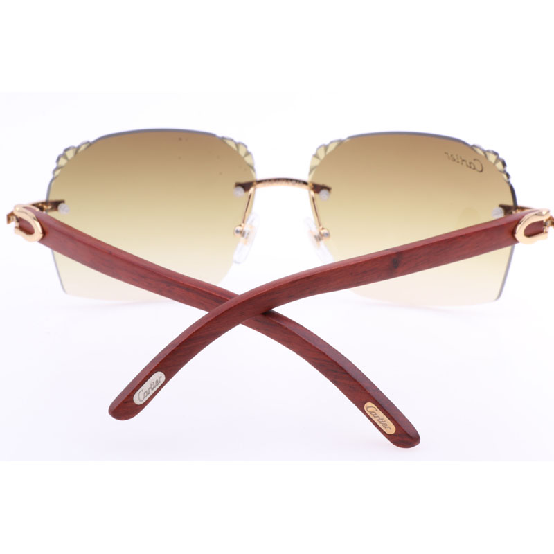 Cartier  8300818 Engrave Lens Wood Sunglasses In Gold Brown - DesignerGu