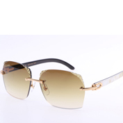 Cartier 8300818 Engrave Lens White Mix Black Buffalo Sunglasses In Gold Brown - DesignerGu