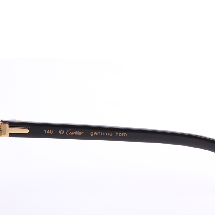 Cartier 8300818 Engrave Lens White Mix Black Buffalo Sunglasses In Gold Brown - DesignerGu